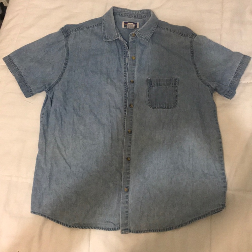 Light Wash Denim Button Shirt Size: L (14-16)